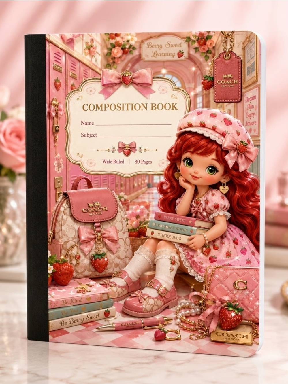 Strawberry Girl  Composition Book with Doll Artwork